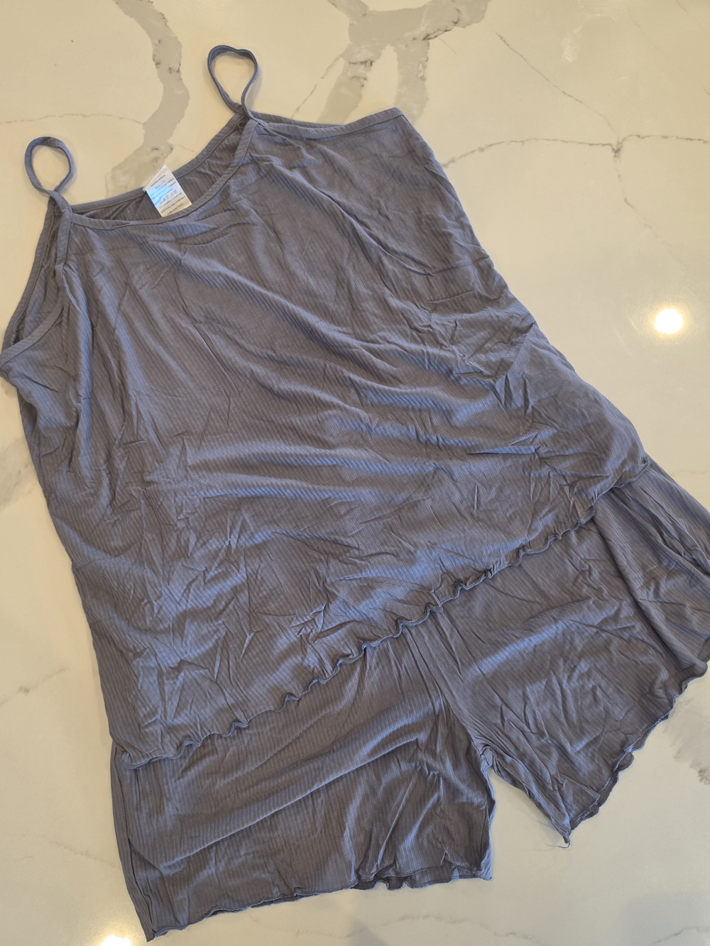 Women's Ribbed Sleep Cami & Shorts Set - Gray - M - NEW